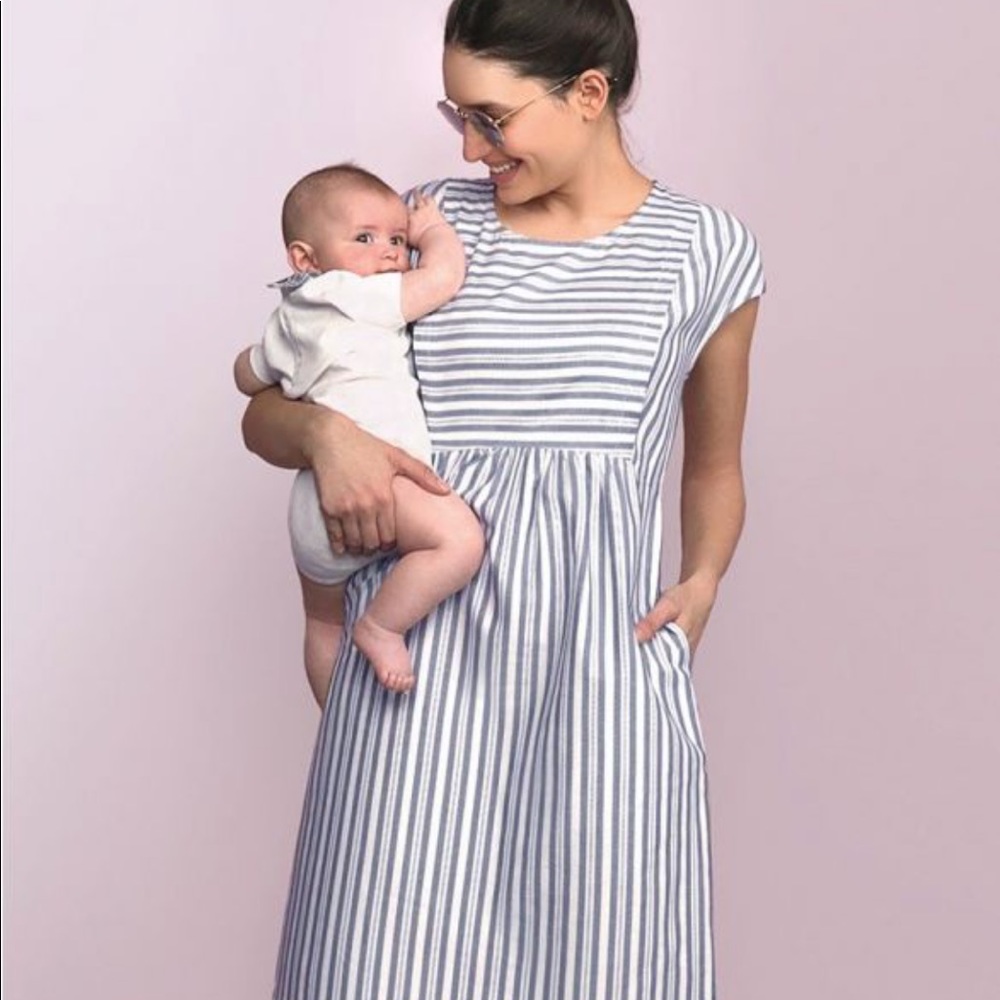 Seraphine Maternity & Nursing Dress cotton stripe